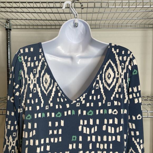 Tori Richard Honolulu Women's Blue Modern Print Dress Size M Artsy Stretchy‎ - Picture 10 of 11
